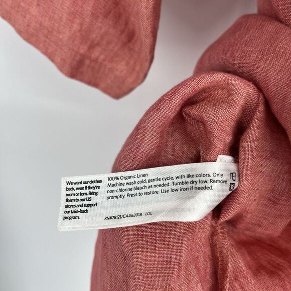 Eileen Fisher Blouse Size Large Petite Red Linen Top Minimalist Lagenlook Shirt - Picture 7 of 7